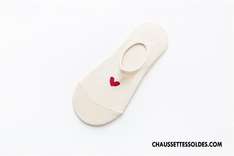 Chaussette Basse Femme Amour Simple Printemps Silicone Antidérapant Invisible Rose