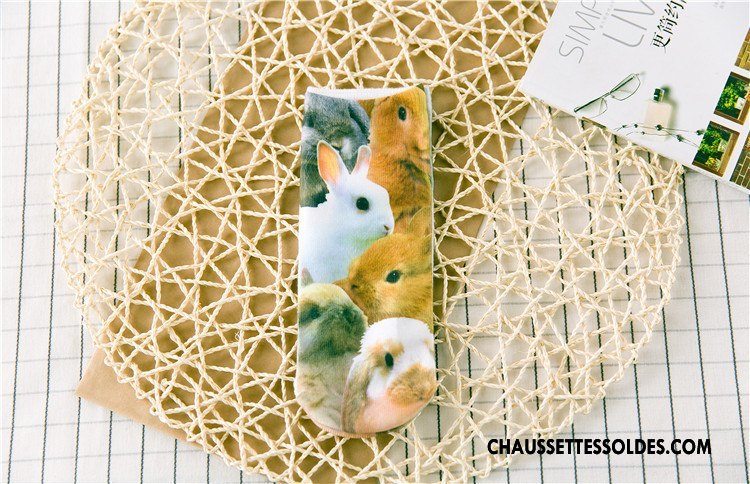Chaussettes Courtes Femme Chaussette Basse Coupée Animal Printemps Rétro Dimensionnel Impression