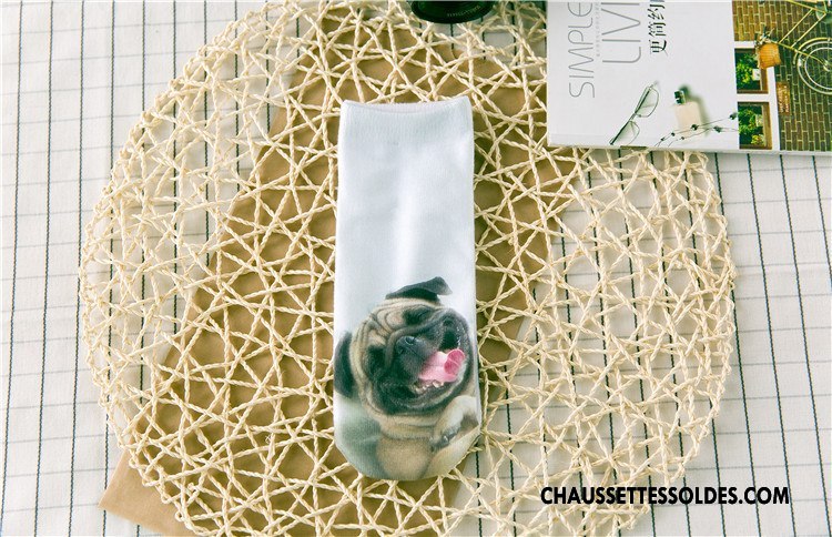 Chaussettes Courtes Femme Printemps Animal Dimensionnel Rétro Chaussette Basse Coupée Impression