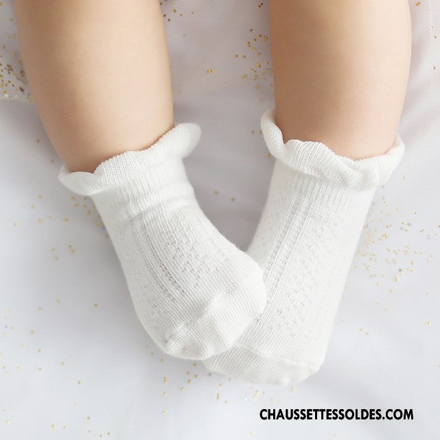 Chaussettes Courtes Garçon Bébé Chaussette Basse Coupée Antidérapant Dentelle Bouche Libre Coton Bio Blanc