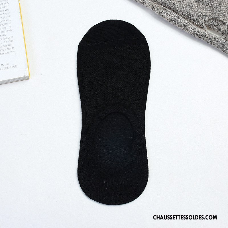 Chaussettes Invisibles Homme 100% Coton Respirant Été Cuisse Fishnet Printemps Pure Noir