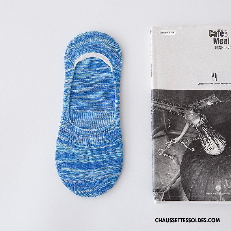 Chaussettes Invisibles Homme Antidérapant Rayé Été Style National Printemps Nouvelles Arrivées Bleu Clair