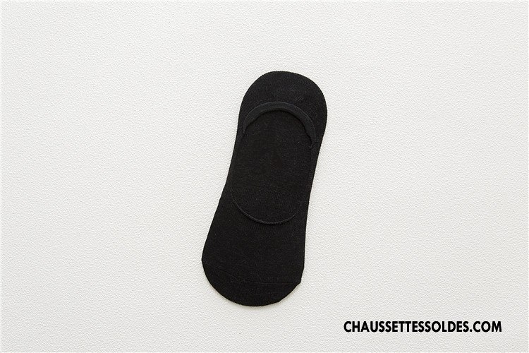 Chaussettes Invisibles Homme Printemps Coton Bio 100% Coton Chaussette Courte Antidérapant Été Pure Noir Clair