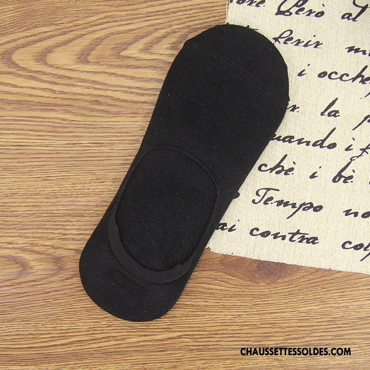 Chaussettes Invisibles Homme Silicone Antidérapant Été Le Nouveau Printemps 100% Coton Pure Noir Clair