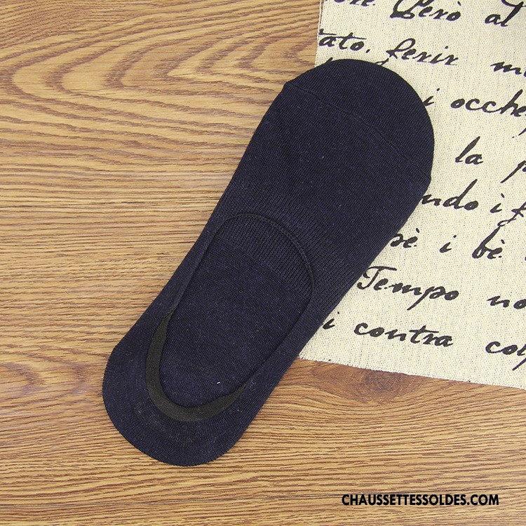 Chaussettes Invisibles Homme Silicone Antidérapant Été Le Nouveau Printemps 100% Coton Pure Noir Clair