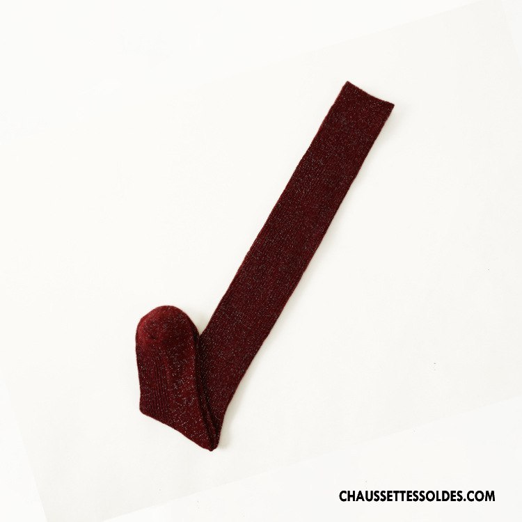 Chaussettes Longues Femme 100% Coton Rayé L'automne Brillant Hiver Argent Gris