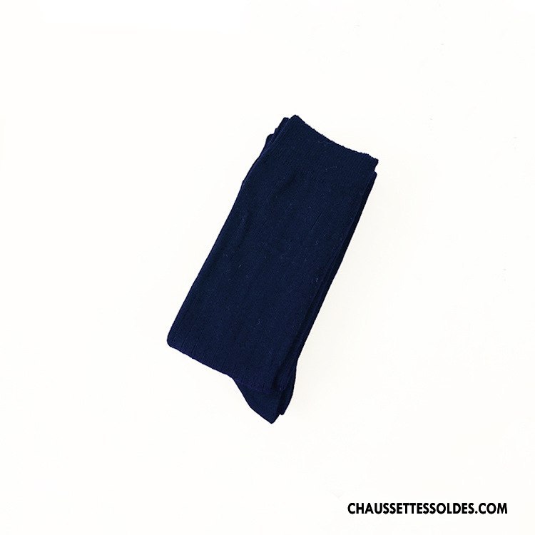Chaussettes Longues Femme Antidérapant Hiver L'automne 100% Coton Rayé Gris