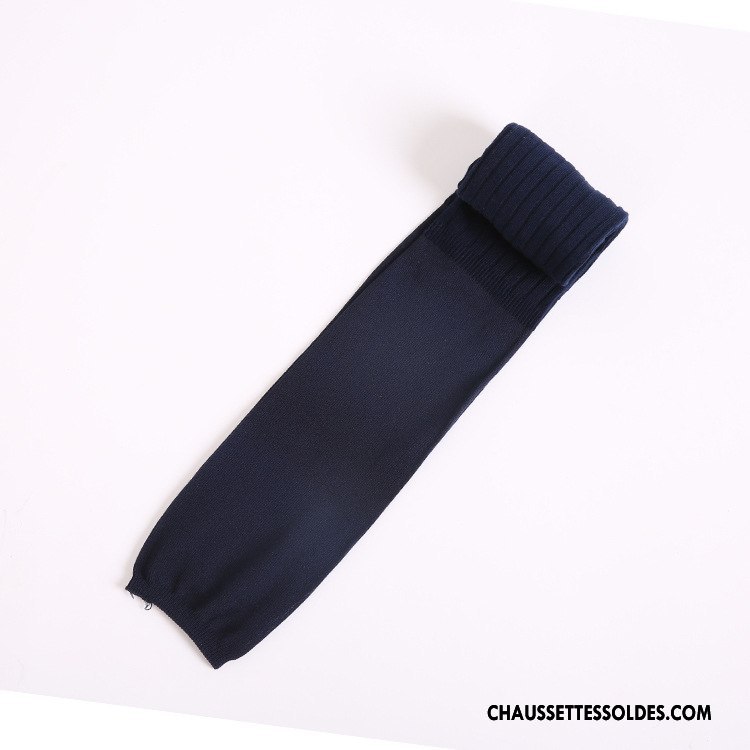 Chaussettes Longues Femme Chaussettes En Coton Hiver Printemps Haute Antidérapant L'automne Bleu Marin