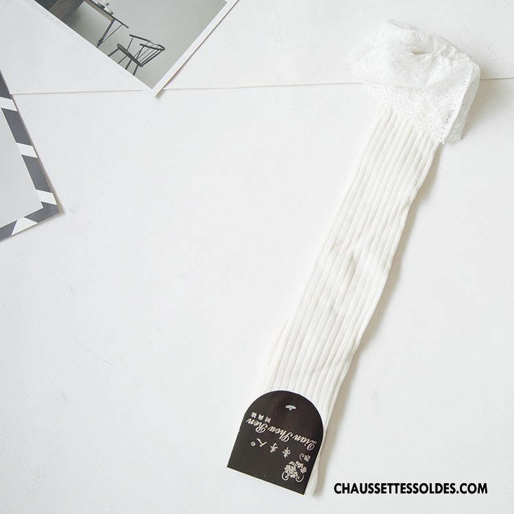 Chaussettes Longues Femme Fille Dentelle Nouvelles Arrivées Hiver Chaussettes En Coton L'automne Blanc