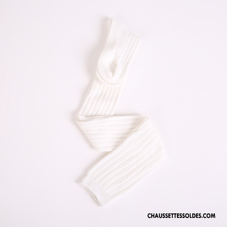 Chaussettes Longues Femme L'automne Hiver Creux Guipure Haute 100% Coton Blanc