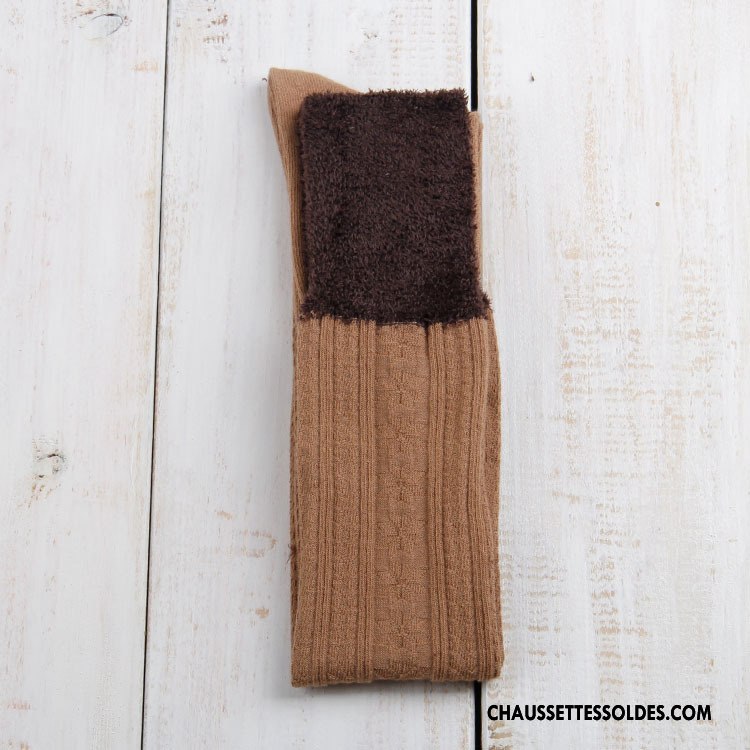 Chaussettes Longues Femme Yarn Plume 100% Coton Long Stock Confortable Thermiques Marron / Brun