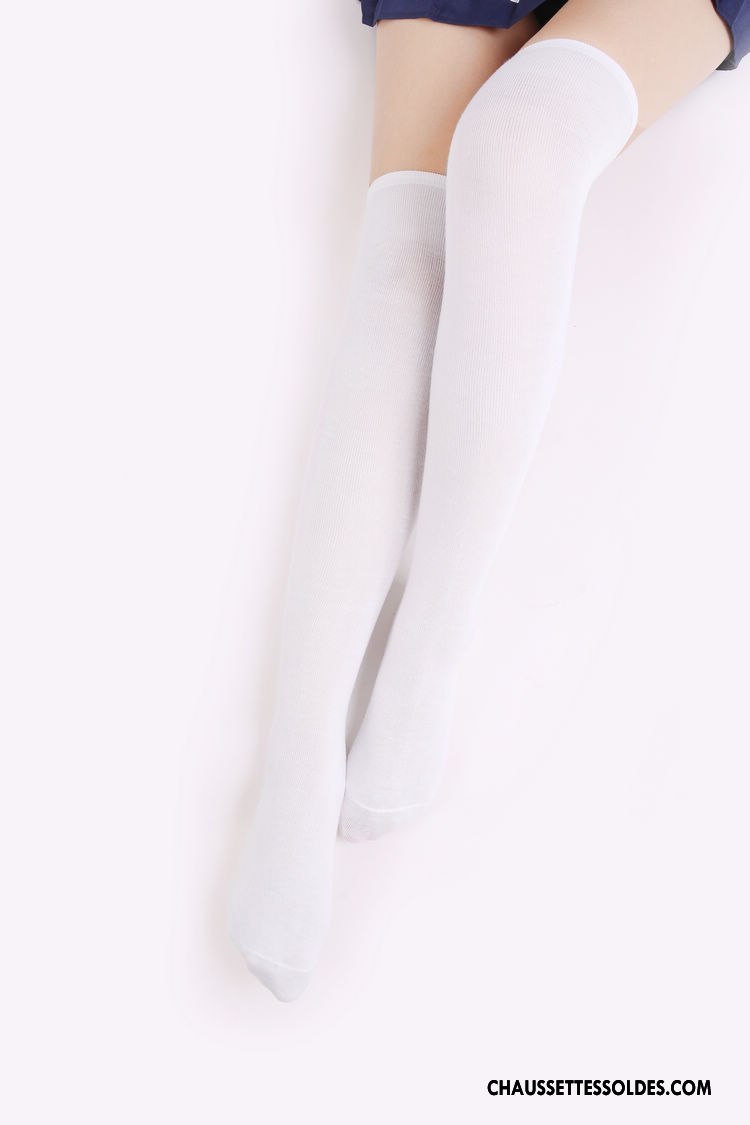 Chaussettes Longues Femme Élève Haute Rayé Vent D'université Long Stock Coton Blanc Noir