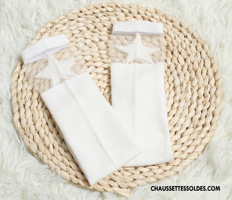 Chaussettes Longues Fille L'automne Printemps Coton Bio Bébé Enfant Long Stock Blanc
