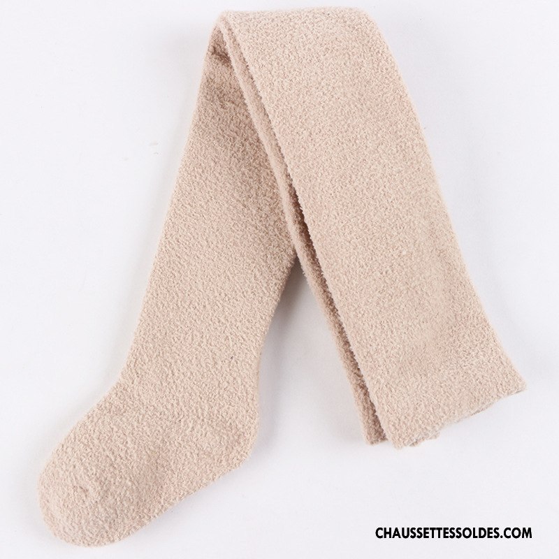 Chaussettes Longues Fille Thermiques Fluide Doux Terry Hiver 100% Coton Collant Panty Marron
