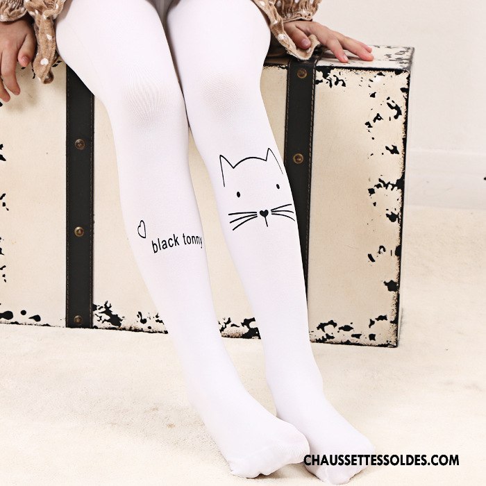 Collant Fille Chaussette Collant Panty Printemps Dessin Animé Enfant Femme Impression Blanc