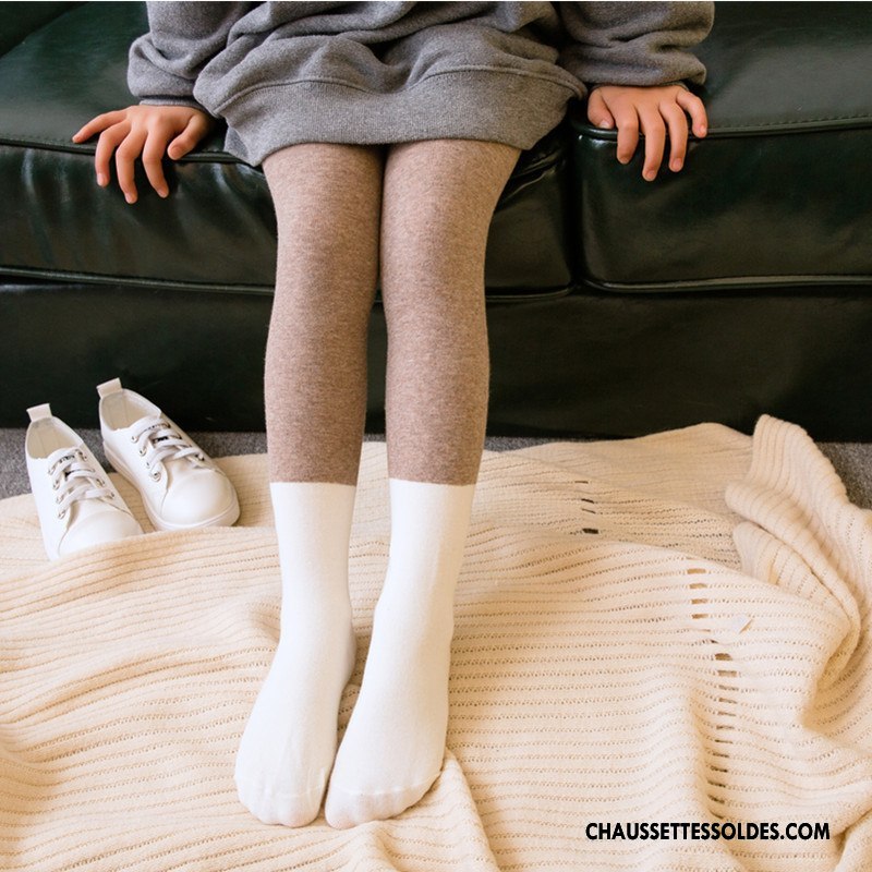 Collant Fille Guêtres Leggings Enfant L'automne Printemps Le Nouveau Femme Couleur De Contraste Blanc