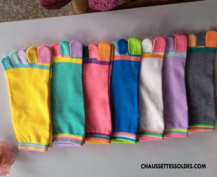 Chaussettes Courtes Femme Matelassé Cinq Doigts Coloré