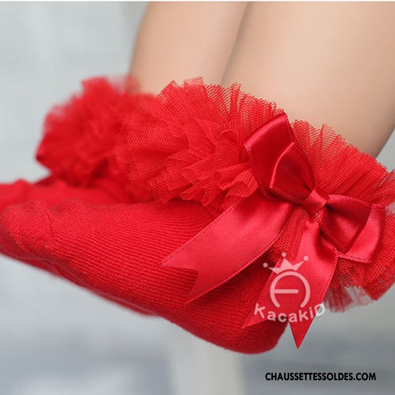 Chaussettes Courtes Fille L'automne Princesse Dentelle Enfant Bébé Chaussettes En Coton Rouge