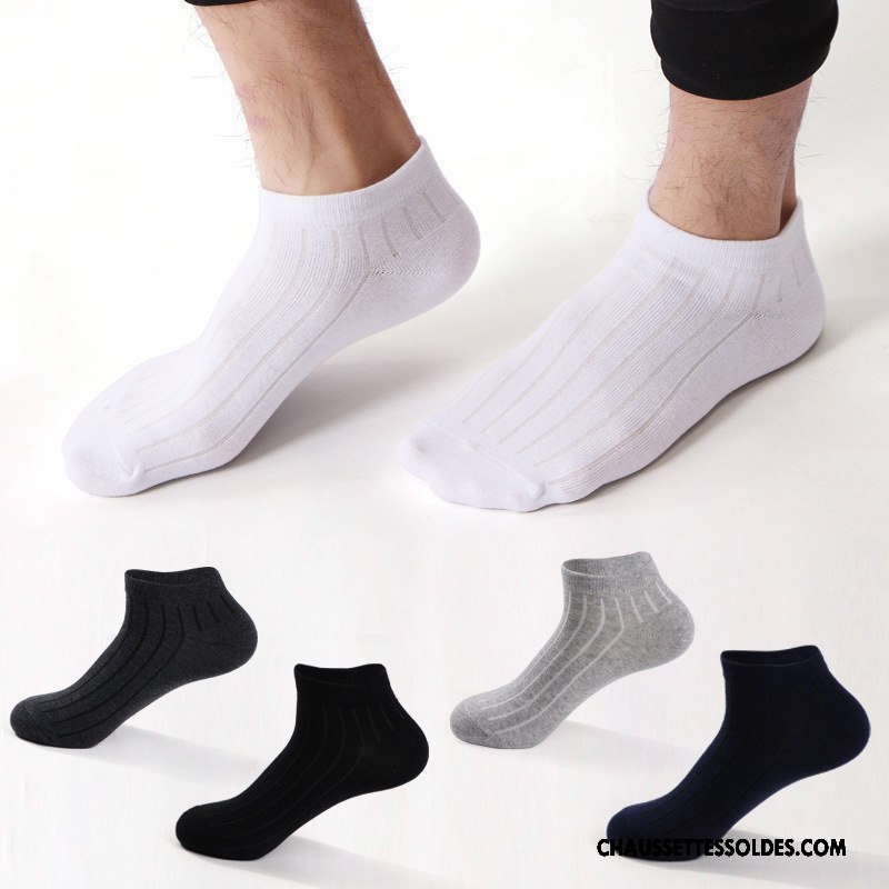 Chaussettes Courtes Homme De Travail Le Nouveau Chaussette Basse Coupée Respirant Chaussettes En Coton Été Pure Blanc Noir