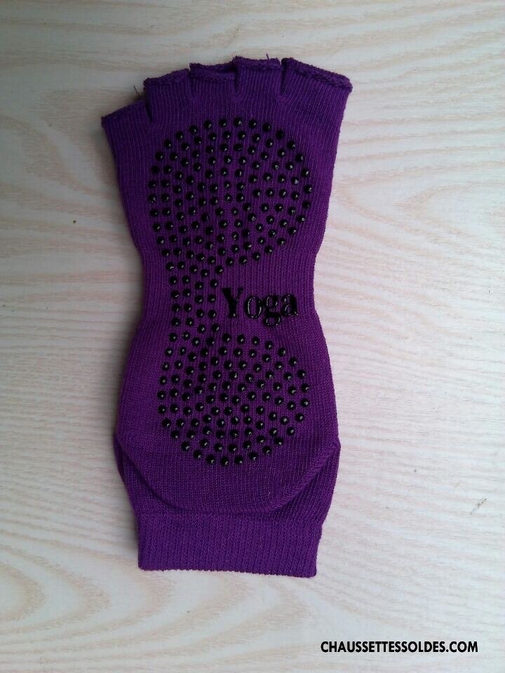 Chaussettes De Yoga Femme Ouverture Du Pied Cinq Doigts Chaussettes En Coton Violet