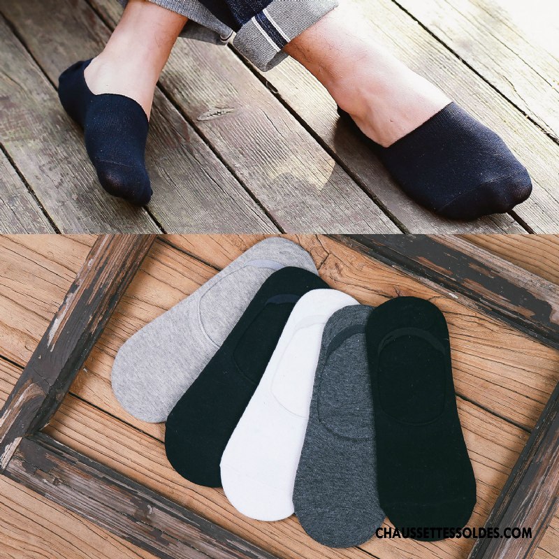 Chaussettes Invisibles Homme Anti-odeur Chaussette Basse Coupée 100% Coton Absorber La Sueur Silicone Chaussette Courte Pure Noir Clair