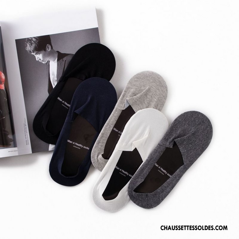 Chaussettes Invisibles Homme Confortable Printemps Le Nouveau Silicone Antidérapant Pure Noir