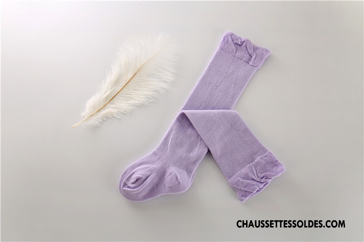 Chaussettes Longues Fille Printemps Enfant Bouche Libre L'automne Coton Bio Bébé Violet