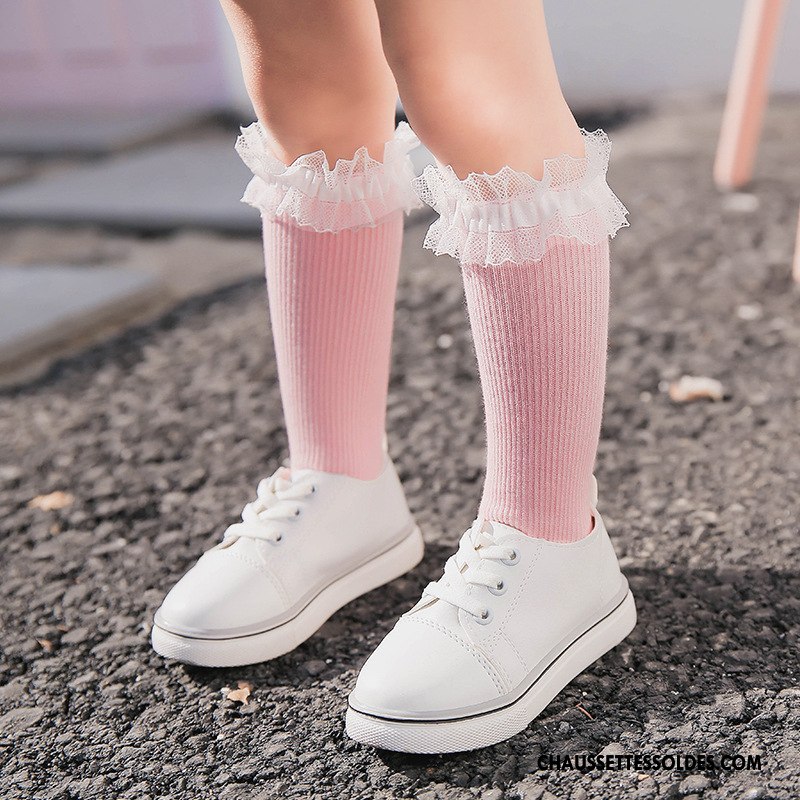 Chaussettes Mi Hautes Fille Gros Milieu Enfant Matelassé Le Nouveau Dentelle Rose