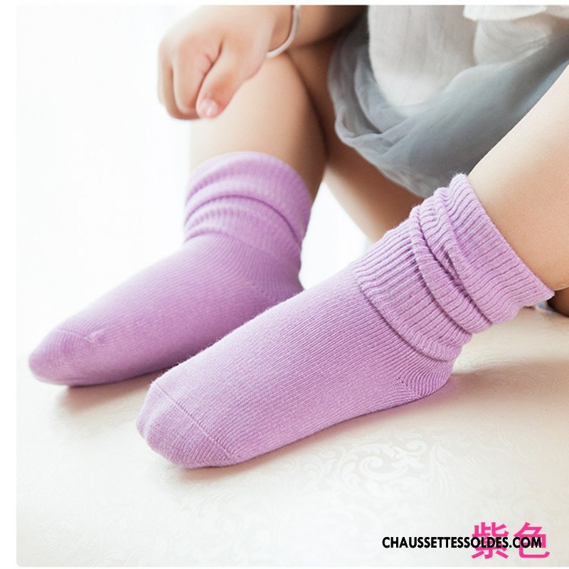 Chaussettes Mi Hautes Fille Le Nouveau Bébé Enfant Milieu Fibre Homme Couleurs De Bonbons Violet