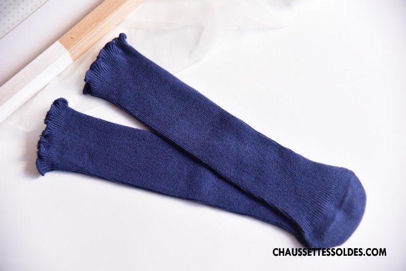 Chaussettes Mi Hautes Garçon Enfant Femme Milieu Coton Bio Printemps Bébé Bleu