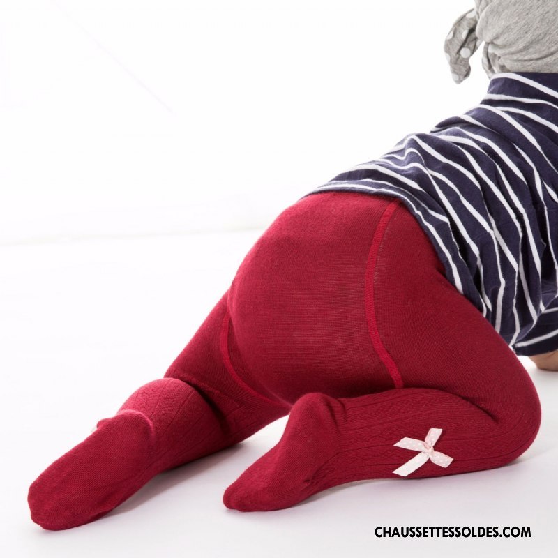 Collant Fille Manuel Matelassé Gros Enfant Leggings Chaussette Bordeaux Rouge