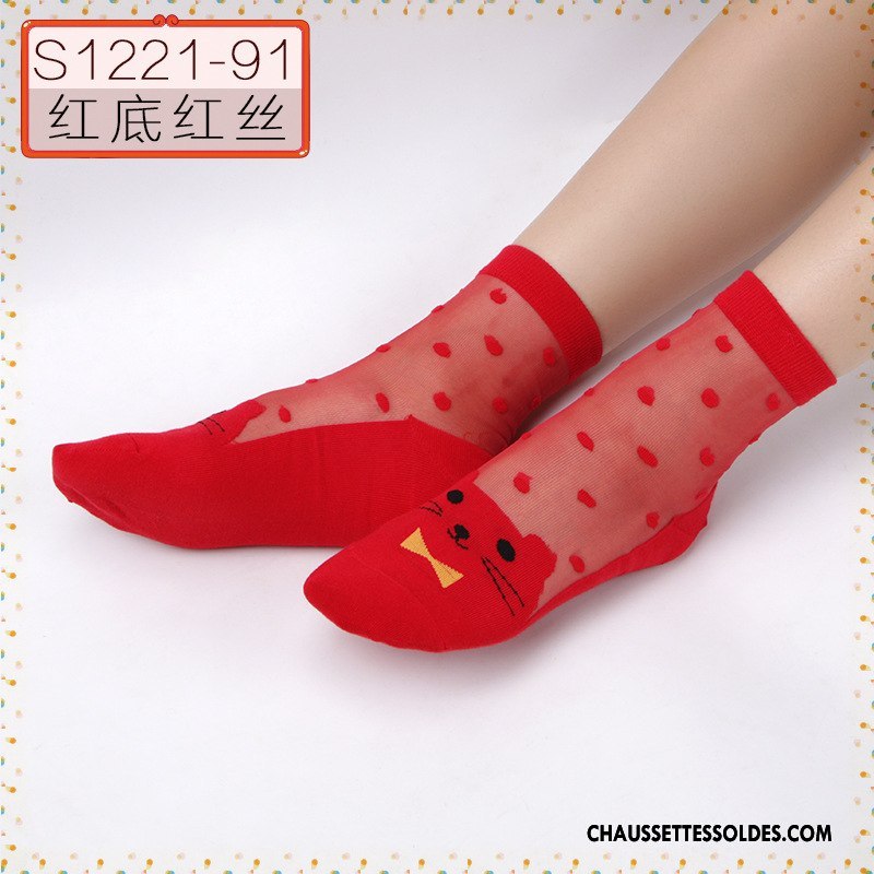Bas Bas De Soie Femme Ajouter Du Coton Anti-off Chaussette Chaussette De Noël Cristal Doux Noir