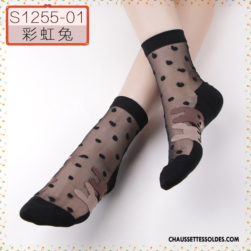 Bas Bas De Soie Femme Ajouter Du Coton Anti-off Chaussette Chaussette De Noël Cristal Doux Noir