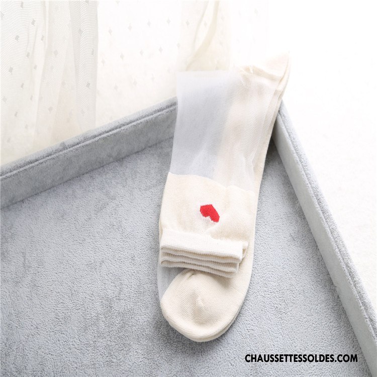 Bas Bas De Soie Femme Amour Printemps Chaussette De Noël Le Nouveau Milieu Été Blanc