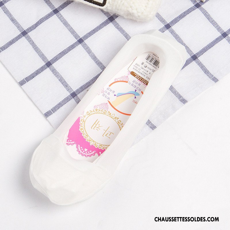 Bas Bas De Soie Femme Anti-off Pas De Traces Chaussette Basse Coupée Été Invisible Soie De Glace Rose Clair