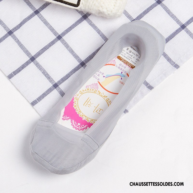 Bas Bas De Soie Femme Anti-off Pas De Traces Chaussette Basse Coupée Été Invisible Soie De Glace Rose Clair