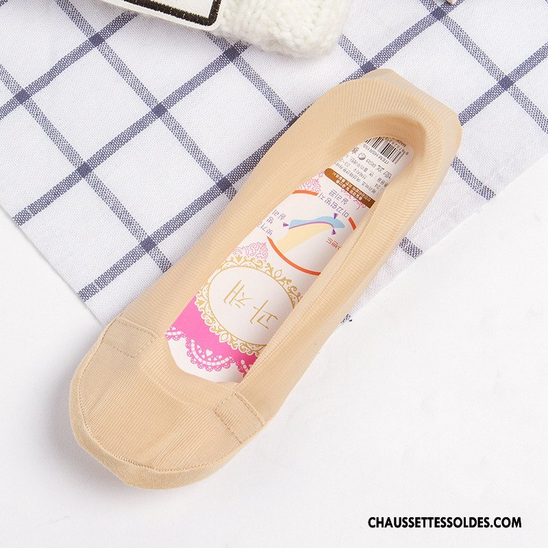 Bas Bas De Soie Femme Anti-off Pas De Traces Chaussette Basse Coupée Été Invisible Soie De Glace Rose Clair