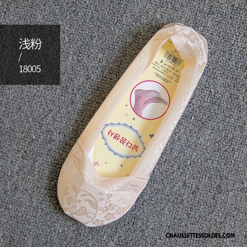 Bas Bas De Soie Femme Antidérapant Chaussette Silicone Dentelle Printemps Chaussette Basse Coupée Clair