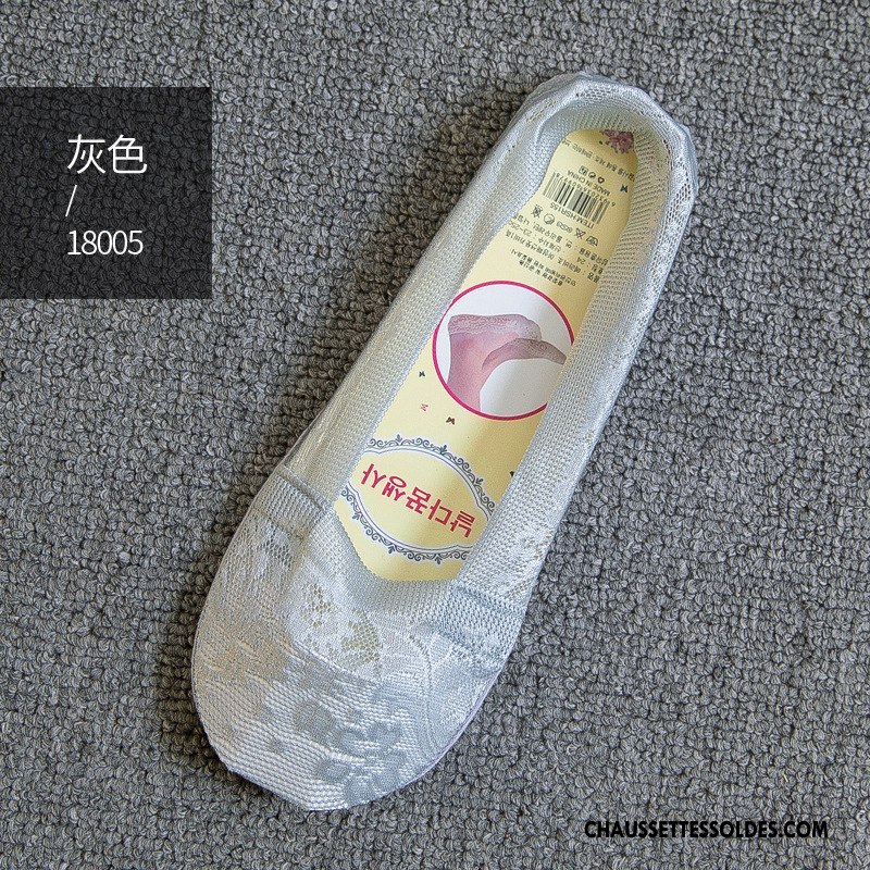 Bas Bas De Soie Femme Antidérapant Chaussette Silicone Dentelle Printemps Chaussette Basse Coupée Clair