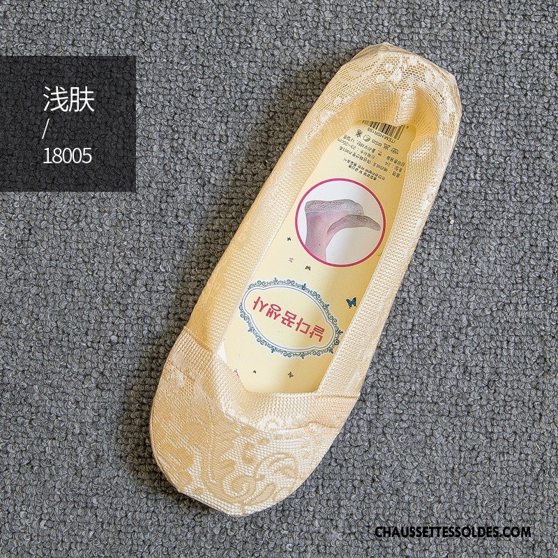 Bas Bas De Soie Femme Antidérapant Chaussette Silicone Dentelle Printemps Chaussette Basse Coupée Clair