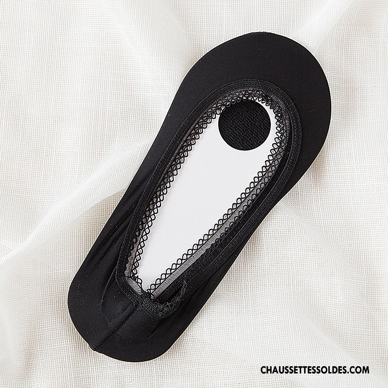Bas Bas De Soie Femme Antidérapant Soie De Glace Invisible Chaussette Silicone Été Blanc Clair