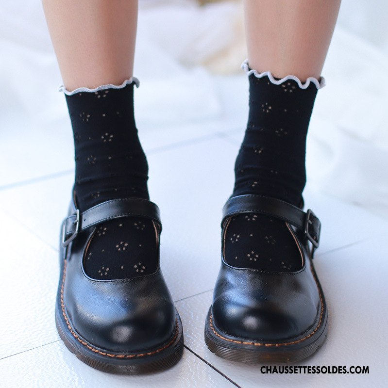 Bas Bas De Soie Femme Bois Doux Charmant Vent D'université Dentelle Chaussette Courte Bleu Clair Couleur De Contraste