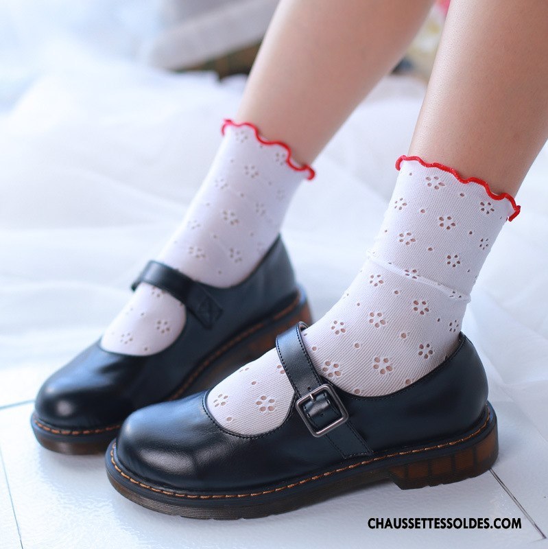 Bas Bas De Soie Femme Bois Doux Charmant Vent D'université Dentelle Chaussette Courte Bleu Clair Couleur De Contraste