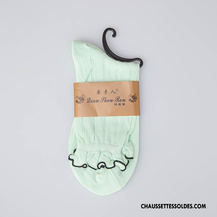 Bas Bas De Soie Femme Chaussette 100% Coton Absorber La Sueur Bois Chaussette Courte Dentelle Couleurs De Bonbons Rose