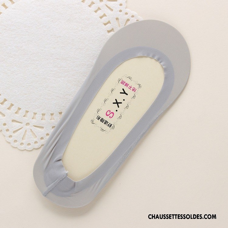 Bas Bas De Soie Femme Chaussette Basse Coupée Anti-off Invisible Soie De Glace Une Pièce Antidérapant Violet Clair
