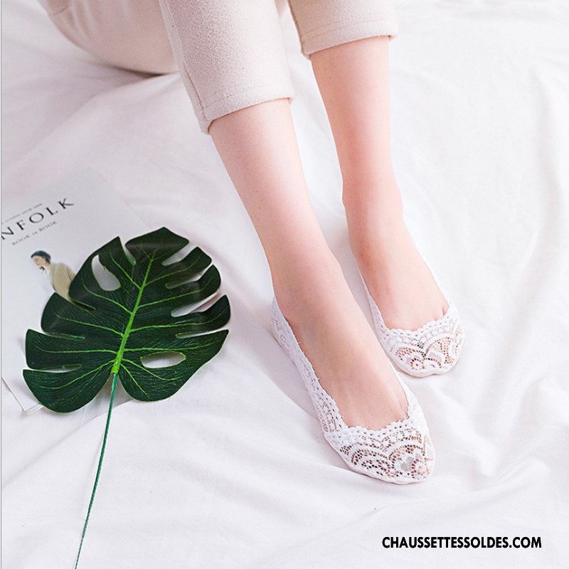Bas Bas De Soie Femme Chaussette Basse Coupée Antidérapant Mince Anti-off Silicone Invisible Blanc Clair