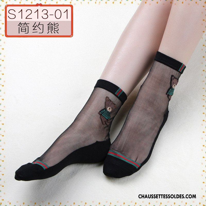 Bas Bas De Soie Femme Chaussette Basse Coupée Invisible Cristal Soie De Glace Été Courte Noir