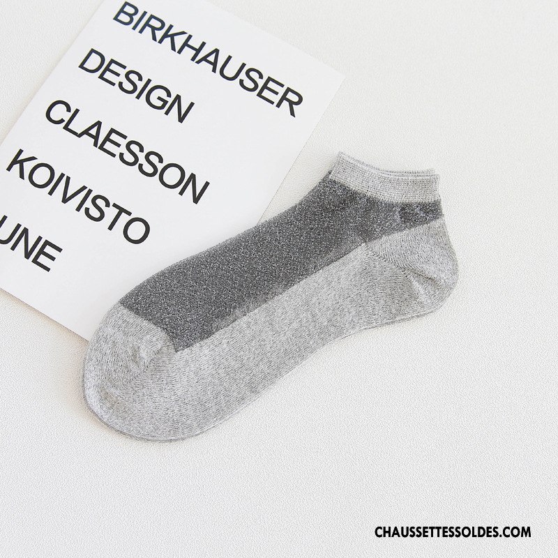Bas Bas De Soie Femme Chaussette Basse Coupée Printemps Nouvelles Arrivées Été Blanc Or Argent