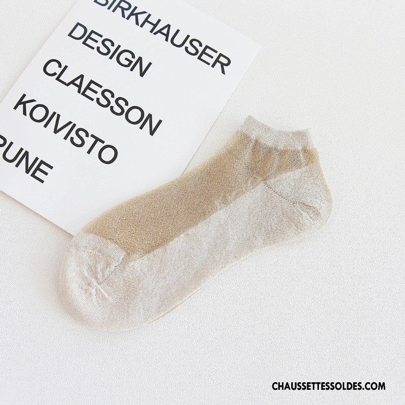 Bas Bas De Soie Femme Chaussette Basse Coupée Printemps Nouvelles Arrivées Été Blanc Or Argent