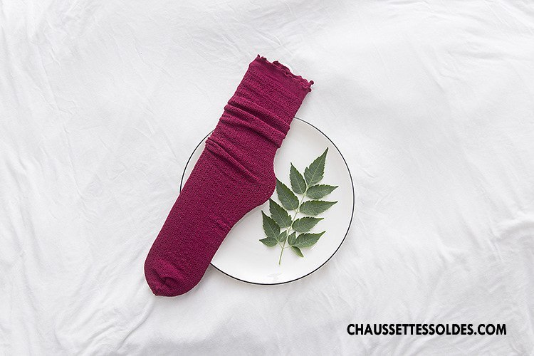 Bas Bas De Soie Femme Chaussette Bois Milieu Dentelle Élastique Creux Guipure Bordeaux